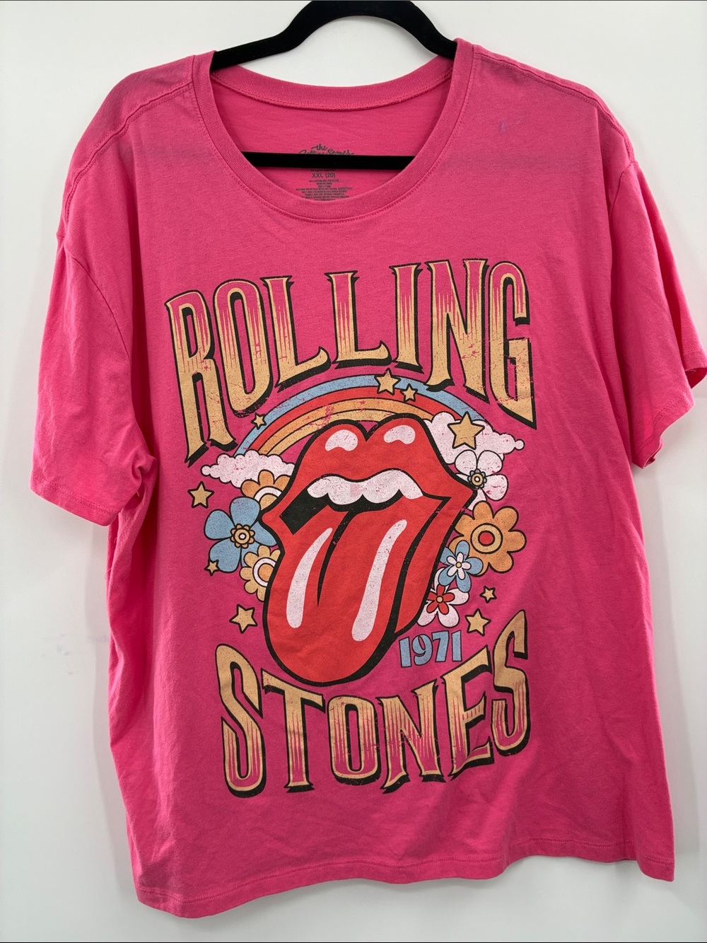 Rolling Stones Pink Graphic Tee with Tongue Logo UK Tour 1971 si XXL